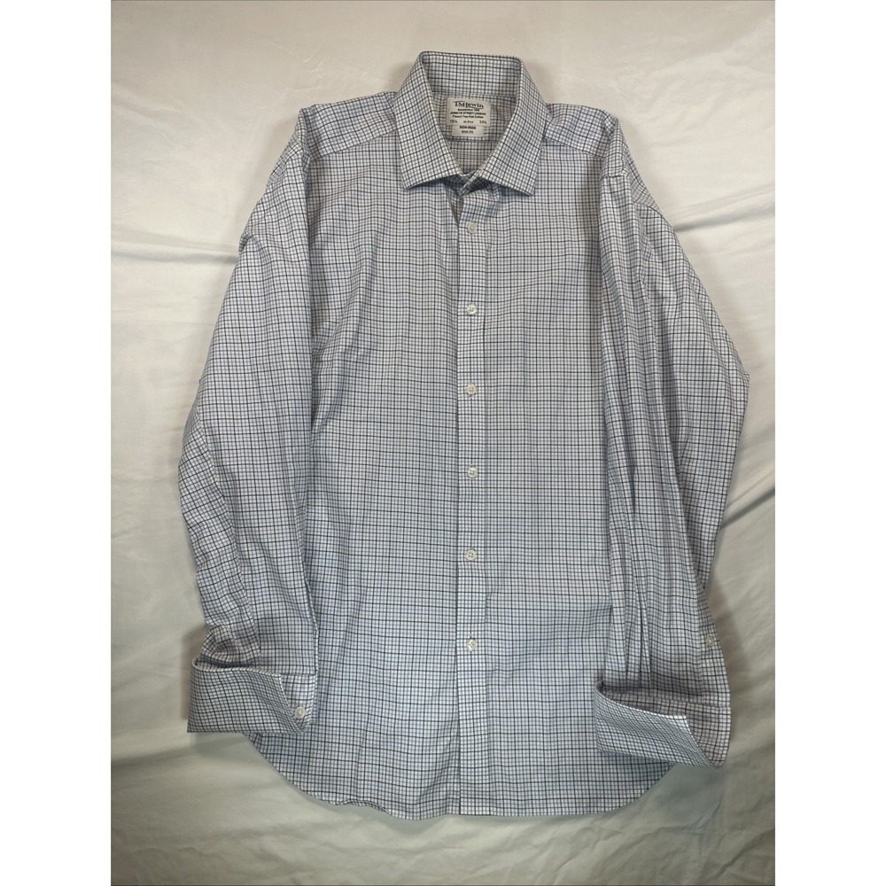 T.M. Lewin Luxury Slim Fit Check Dress Shirt Size 16.5 34.5 Men's